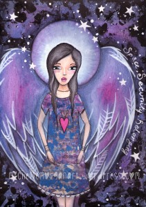 angel original mixed media art by Michelle Morgan  